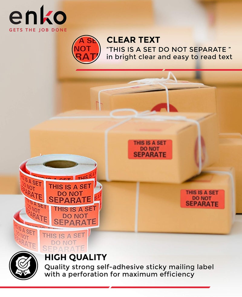 enKo Products enKo This is a Set, do not Separate Packaging Labels (1 x 2 inches) Fluorescent Red Label (12 Rolls, 6000 Labels) - Image 3